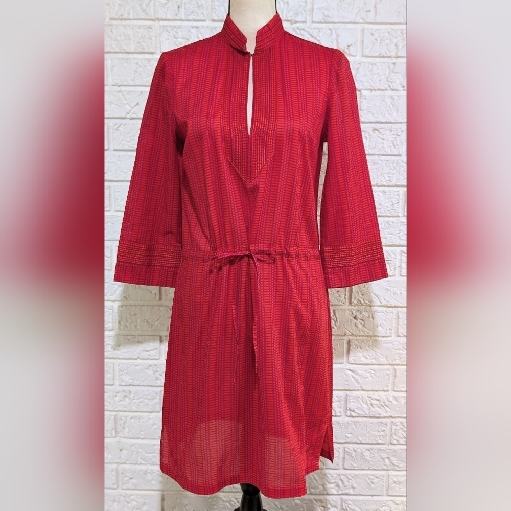 Tory Burch Sz 4 Red Pool Beach Cover-up Dress Drawstring Lightweight w/Dust Bag
